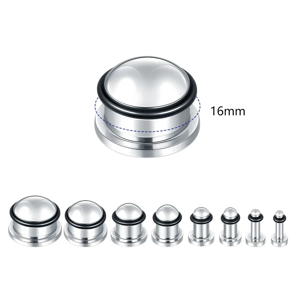 2PCS Stainless Steel Ear Plugs & Tunnels — 1.6-16mm Silver Ear Gauge Stretching Kit for Men & Women
