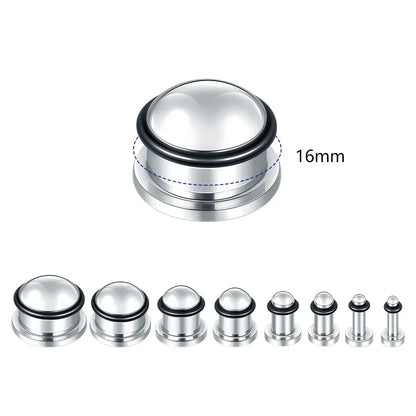 2PCS Stainless Steel Ear Plugs & Tunnels — 1.6-16mm Silver Ear Gauge Stretching Kit for Men & Women