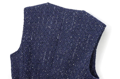 TRZA Women’s Tweed Waistcoat — Sleeveless O-Neck Top with Belt & Front Buttons, Chic Fashion Outerwear