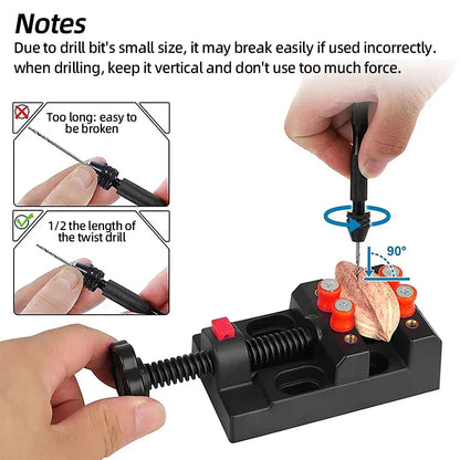 Mini Aluminum Hand Drill 0.3–3.4mm – Keyless Chuck Micro Rotary Tool with HSS Twist Drill Bit Set for Wood & DIY Crafts
