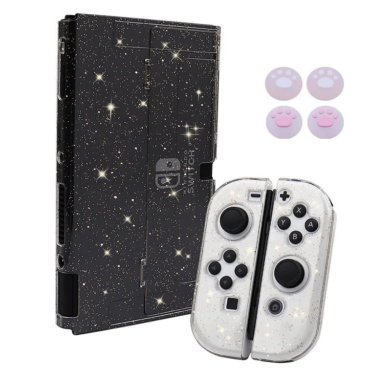 Glittery Transparent TPU+PC Protective Case for Nintendo Switch OLED - Console Skin & Accessories