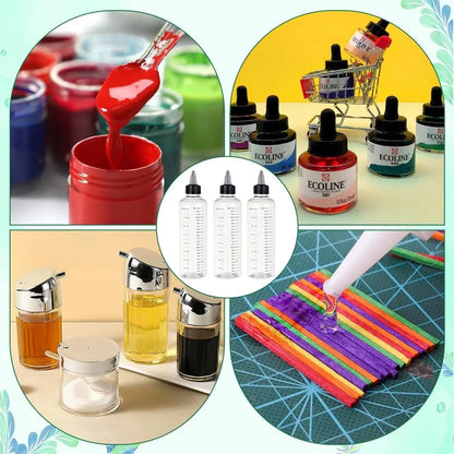 5PCS Graduated Plastic Squeeze Bottles – 30/50/100/250ML Dispensing Bottles with Twist Cap for Tattoo Pigment & Ink