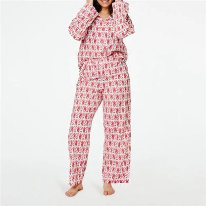 Roller Rabbit Monkey Pajamas Set – Cute Y2K Long Sleeve 2-Piece Loungewear & PJ Pants for Women