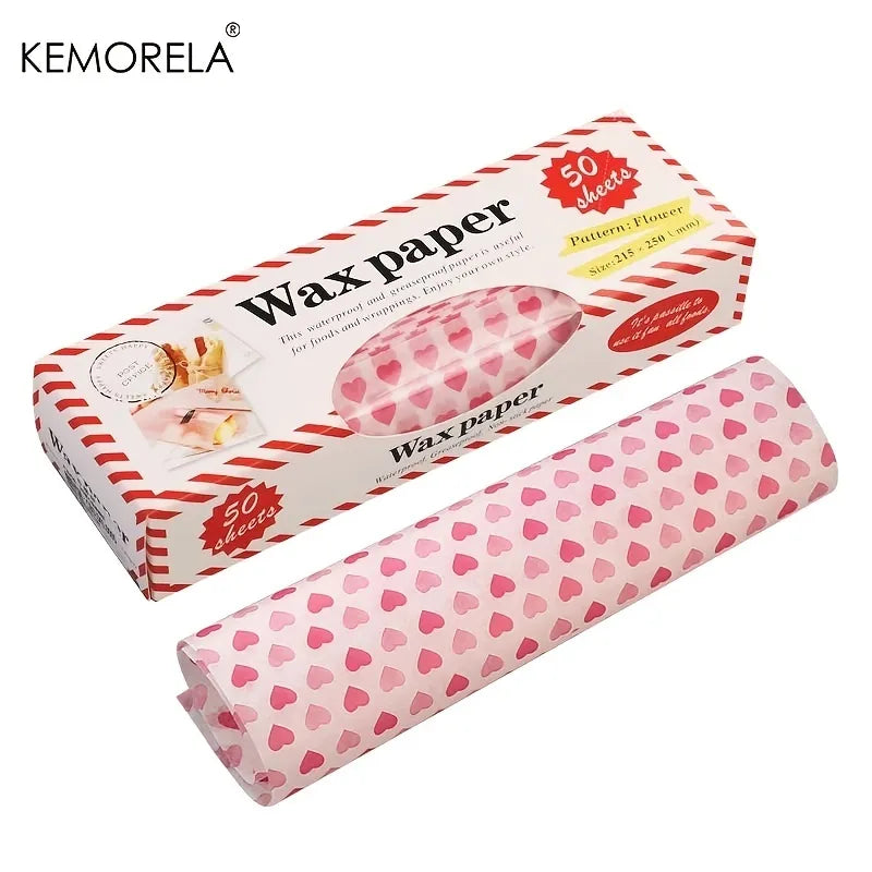 Wax Paper Food Wrappers 50Pcs/Lot | Food Grade Grease Paper for Bread, Sandwich, Burger | Oilpaper Baking Tool by KEMORELA