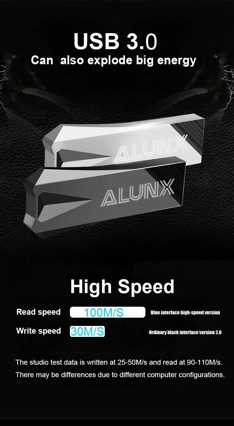 ALUNX USB 3.0 Flash Drive – 4GB/8GB/16GB/32GB/64GB/128GB Metal USB Pendrive Memory Stick