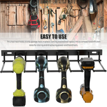 Efficient Workshop Organization: Wall-Mounted Hand Power Tool Organizer Rack - Floating Shelf with Electric Drill Holders - Heavy-Duty Solution for Garage and Workshop