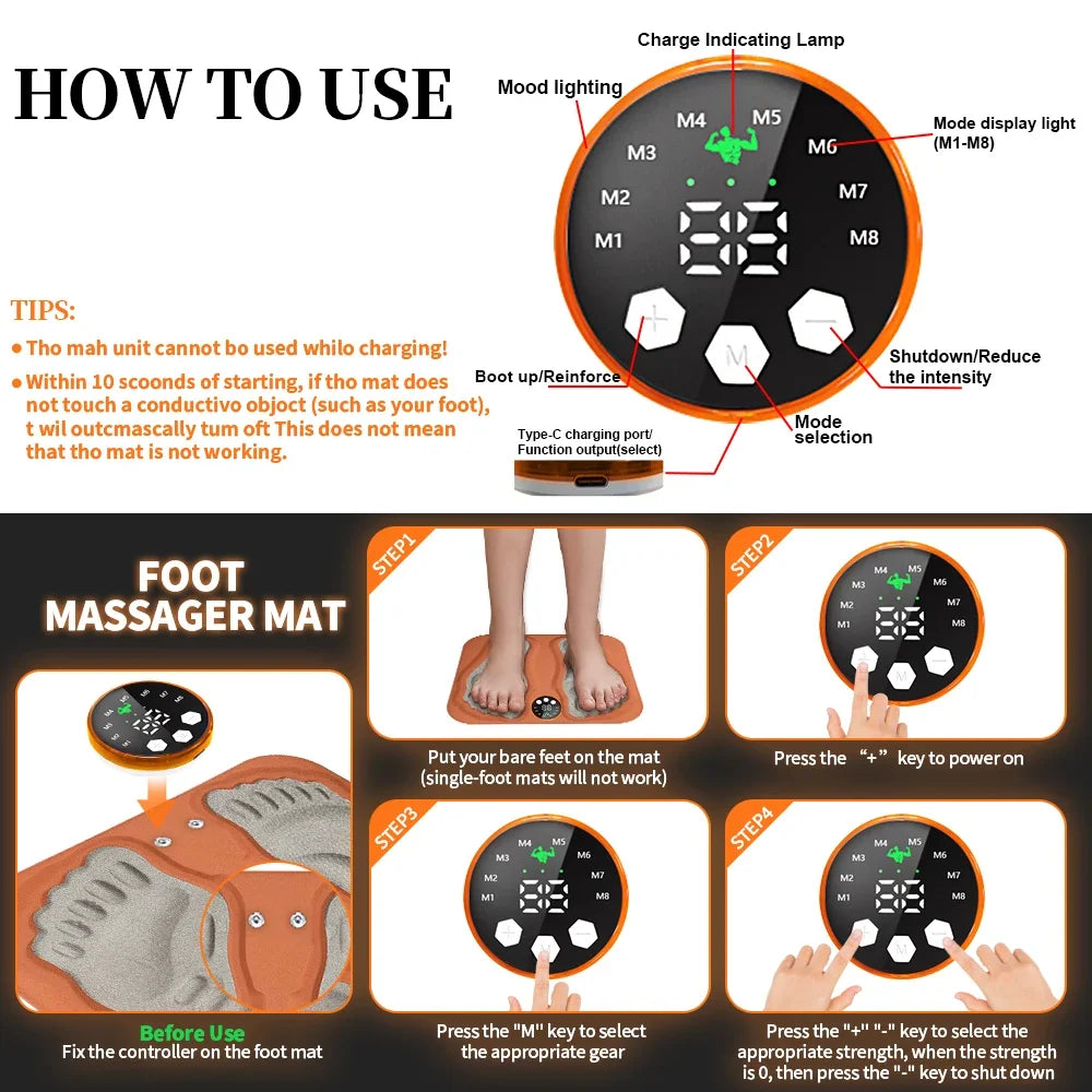 F Remote 3D Smart Foot Massager Pad — 8 Modes, 29 Levels Muscle Relaxation & Leg Slimming Therapy