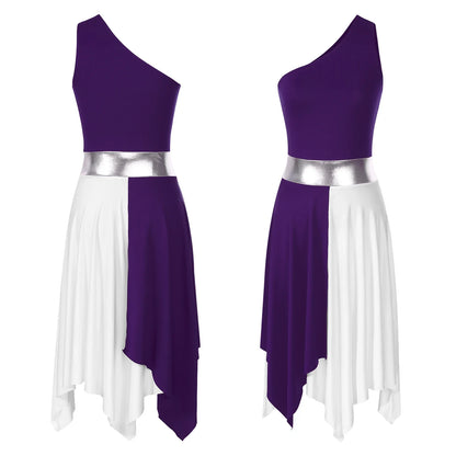 Women's Praise Dance Dress - Modern Liturgical Church Choir Costume with Irregular Hem for Ballet & Contemporary Dance