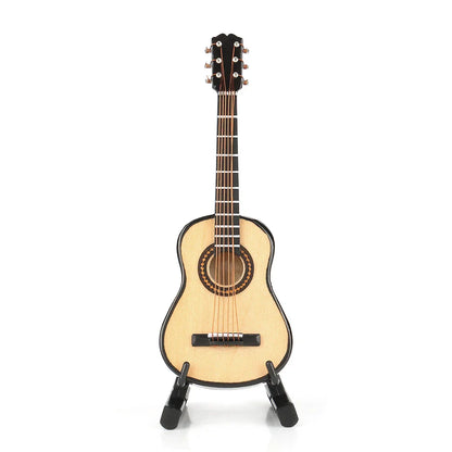Mini Wooden Guitar Model – Miniature Musical Ornament for Home Decor & Gift with Box
