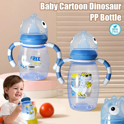 Baby Dinosaur Silicone Nipple Bottle – Imitation Breastfeeding with Straw Handle for Baby Boy & Girl