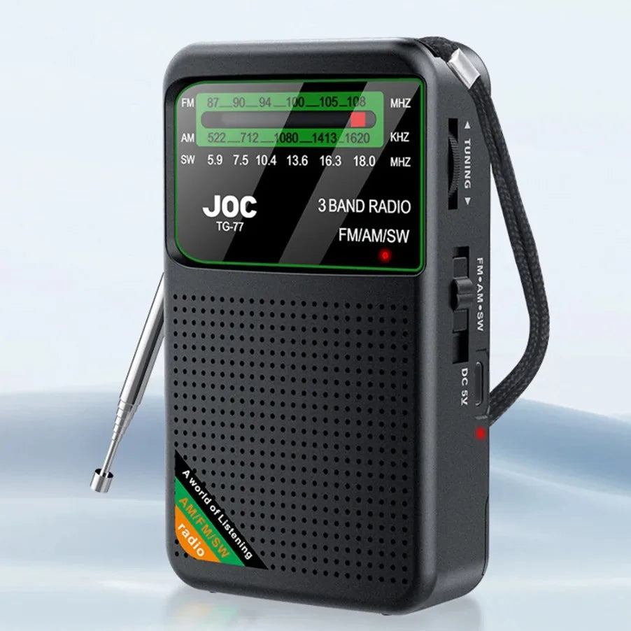 Portable AM/FM/SW Pocket Radio — Mini Receiver with Rechargeable Battery, Good Reception & Wired Earphone Support
