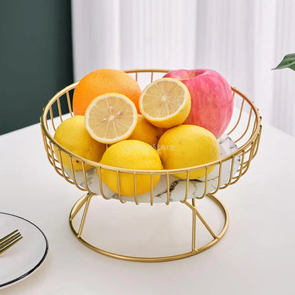 Metal Iron Wire Fruit Basket - Sturdy Fruit Tray and Cake Holder for Home, Living Room - Ideal for Vegetables, Breads, Cabinet Display Stand