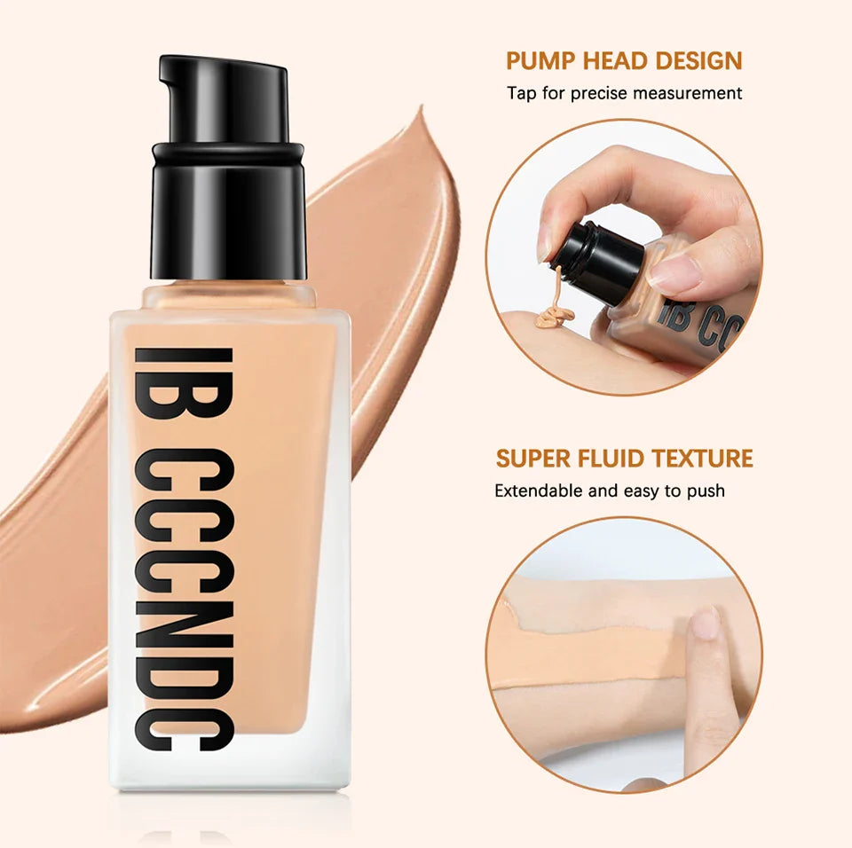 Flawless All-Day Waterproof Concealer & Foundation – 6-Color Full Coverage Moisturizing Makeup for Women