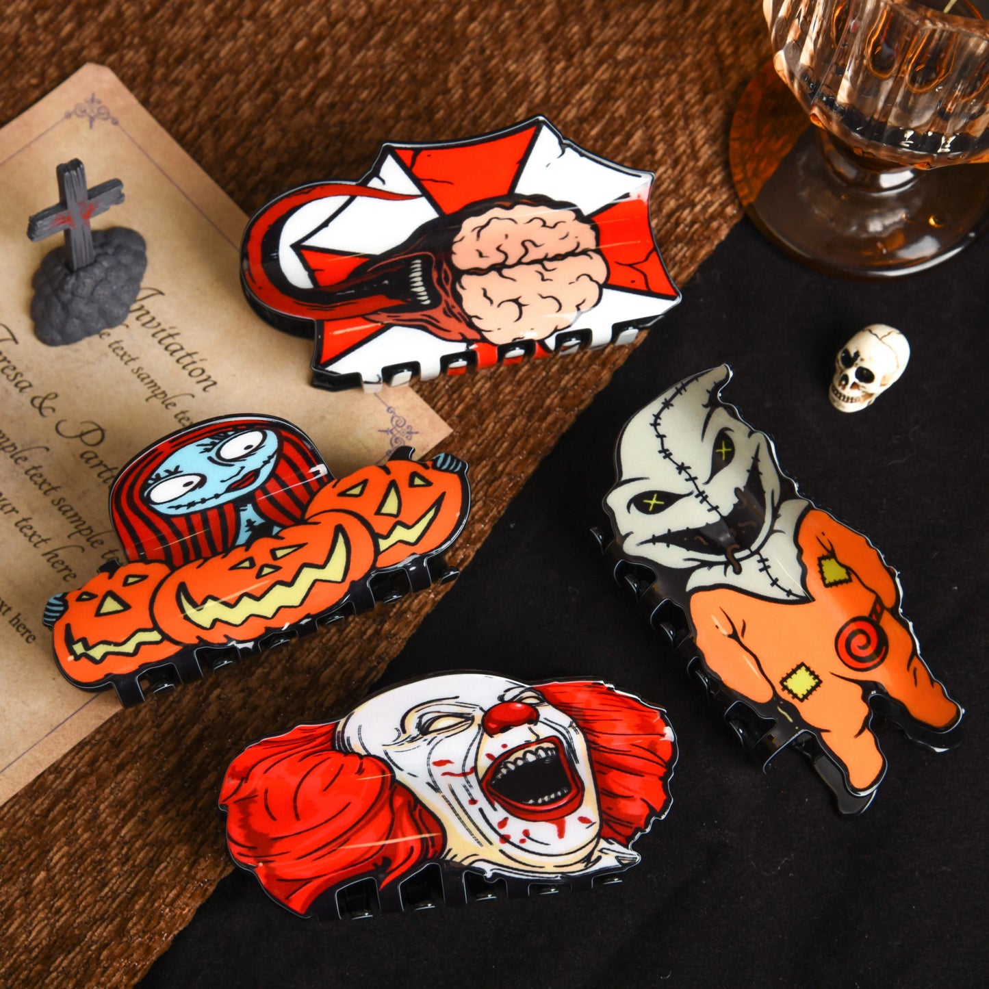 Muweordy Horror Series Hair Claw | Halloween Clown Crab Hair Clip for Women