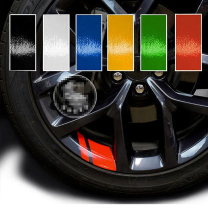 6PCS Reflective Car Wheel Decal Stickers — Red Adhesive Hub Accessories for Auto Wheels