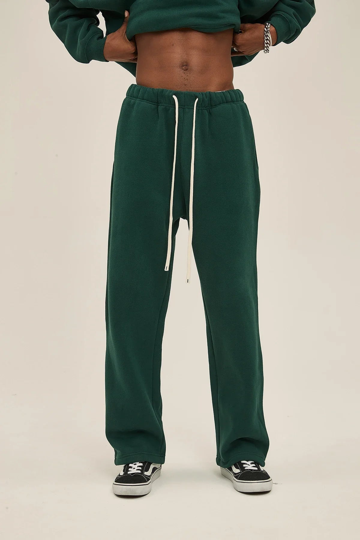Straight-Lined Solid Color Cashmere Sweatpants – Soft Cozy Lounge Pants
