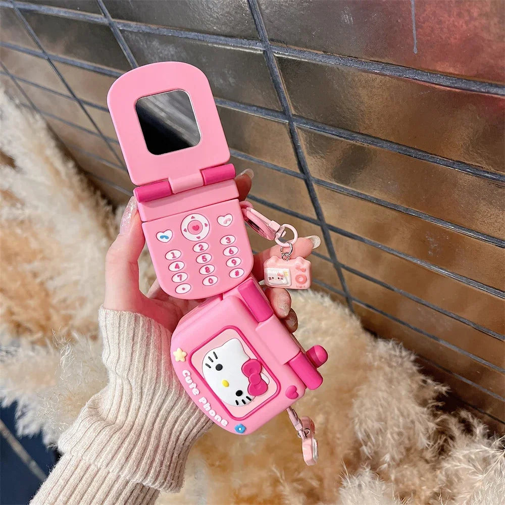 3D Hello Kitty AirPods Case – Cute Soft Protective Cover with Pendant for AirPods 1, 2, 3, 4 & Pro 2 Wireless Earphones
