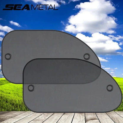SEAMETAL 2PCS Car Window Sunshade Covers - UV Protection Black Sun Shields for Front and Rear Windows, Summer Car Accessories