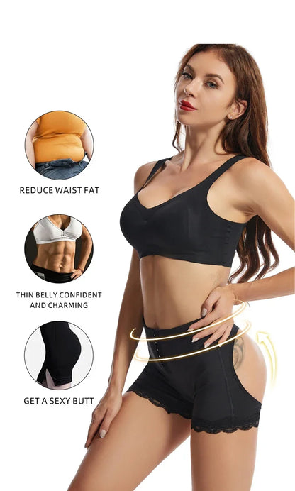 Butt Lifter Panties - Open Booty Shorts, Tummy Control Hip Enhancer, Wedding Underwear, Ass Push-Up Shapewear
