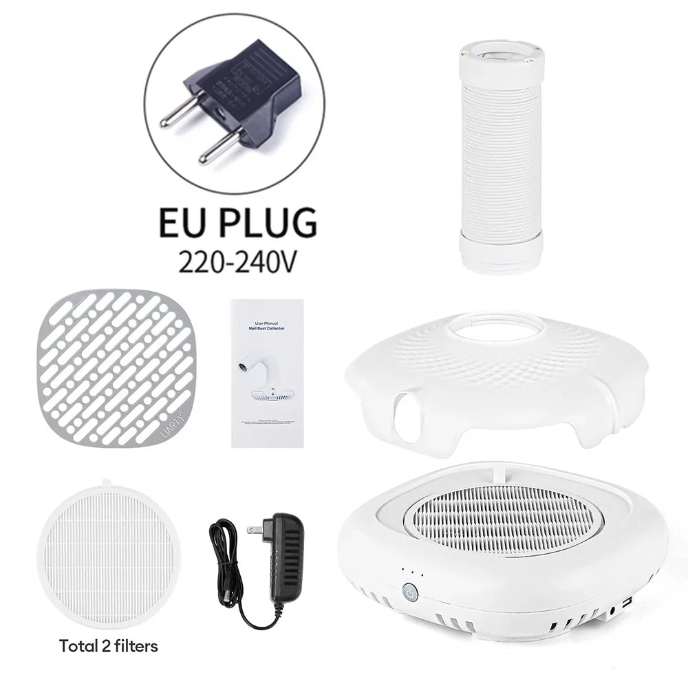 130W Brushless Nail Dust Collector – Double-Use Nail Art Vacuum with Tube Elbow for Manicure