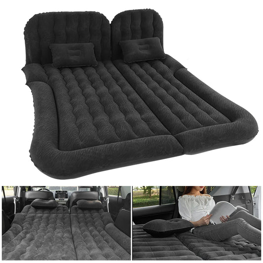 2-in-1 Car Travel Bed Inflatable Mattress — Soft PVC Flocking Sleeping Cushion for Car & SUV