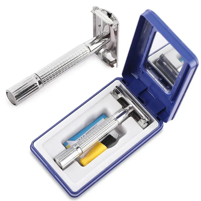 Men's Folding Shaving Razor – Stainless Steel Straight Razor with Blade Holder for Facial Hair, Barber Shaving Tool