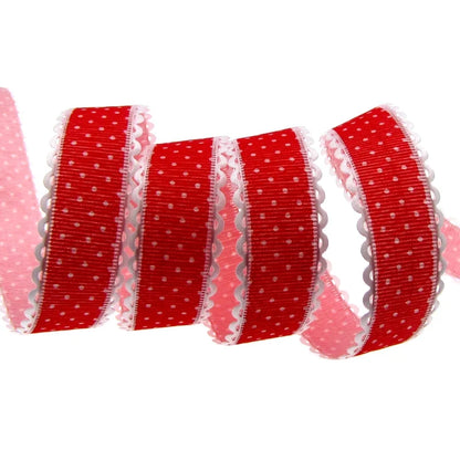 Polka Dot Lace Ribbon Roll - 20 Yards 1 Inch DIY Craft, Gift Wrapping & Scrapbooking Decoration Fabric