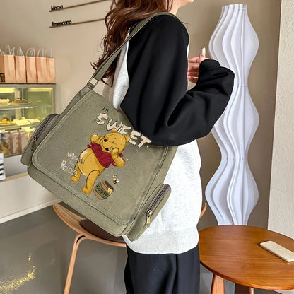 Vintage Disney Winnie the Pooh Women’s Shoulder Bag – Large Capacity Canvas Crossbody & Messenger Laptop Bag
