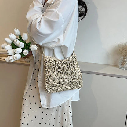 Woven Straw Crossbody Bag - Small Fashionable Shoulder Handbag for Women