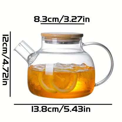 Large Capacity Heat-Resistant Glass Teapot Kettle for Hot & Iced Tea – 1L/1.8L