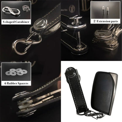 Leather Car Key Pouch – Wallet Case & Key Organizer with Chain for Smart Keys