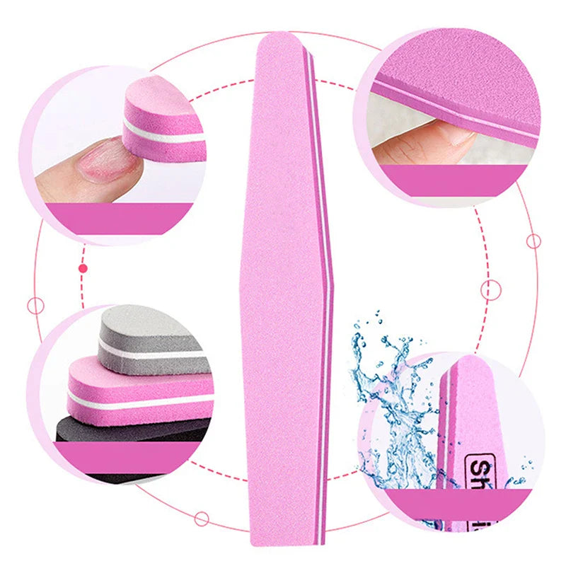 10PCS Double-Sided Nail File Blocks – Colorful Sponge Buffing, Sanding & Polishing Strips for Pedicure & Manicure Tools