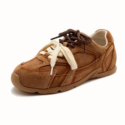AIYUQI Women's Genuine Leather Sneakers – Retro German Trainers, Winter Velvet Fur, Flat Casual Shoes