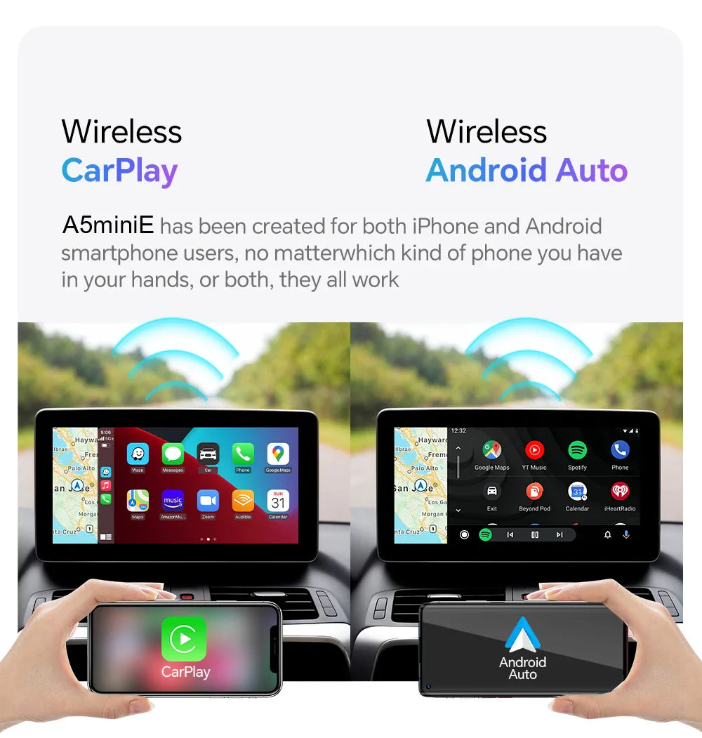 XUDA 2025 2-in-1 Wireless CarPlay & Android Auto Mini Box — Smart Plug & Play Adapter with Bluetooth & Fast WiFi Connect