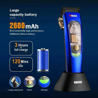 WMARK NG-9004 Professional Hair Clipper for Men – 10000 RPM Maglev Motor, DLC Hair Cutting Machine with Base Charger