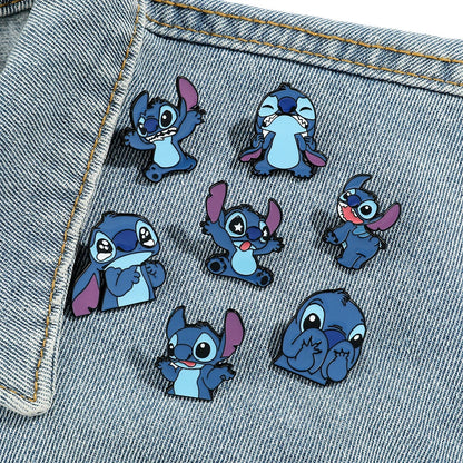 7 Pcs Lilo & Stitch Enamel Pins Set | Creative Stitch Brooches for Backpacks, Clothing & Accessories