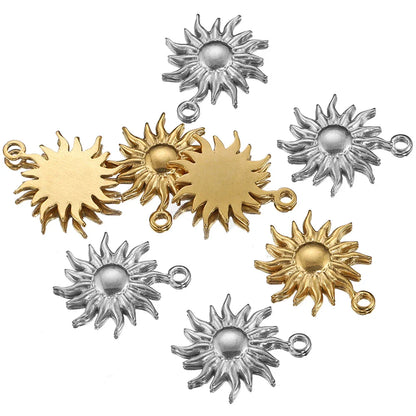 5PCS Stainless Steel Sunburst Sun Pendant Charms – DIY Jewelry Making Supplies for Necklaces & Bracelets