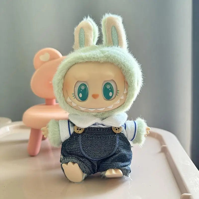 17cm Labubu Doll Clothes — Mini Outfit Accessories for K-Pop EXO I & II Dolls | Sitting Party Overalls Gift
