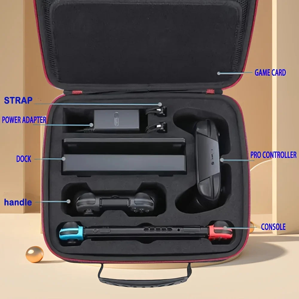 Hard Shell Carrying Bag for Nintendo Switch & Accessories — Large Storage Case for Switch/OLED Console and Games