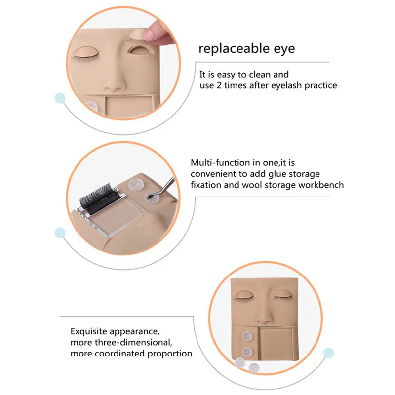 Eyelash Extension Mannequin Head – Practice Makeup Tool with Removable Replacement Eyelids for Training