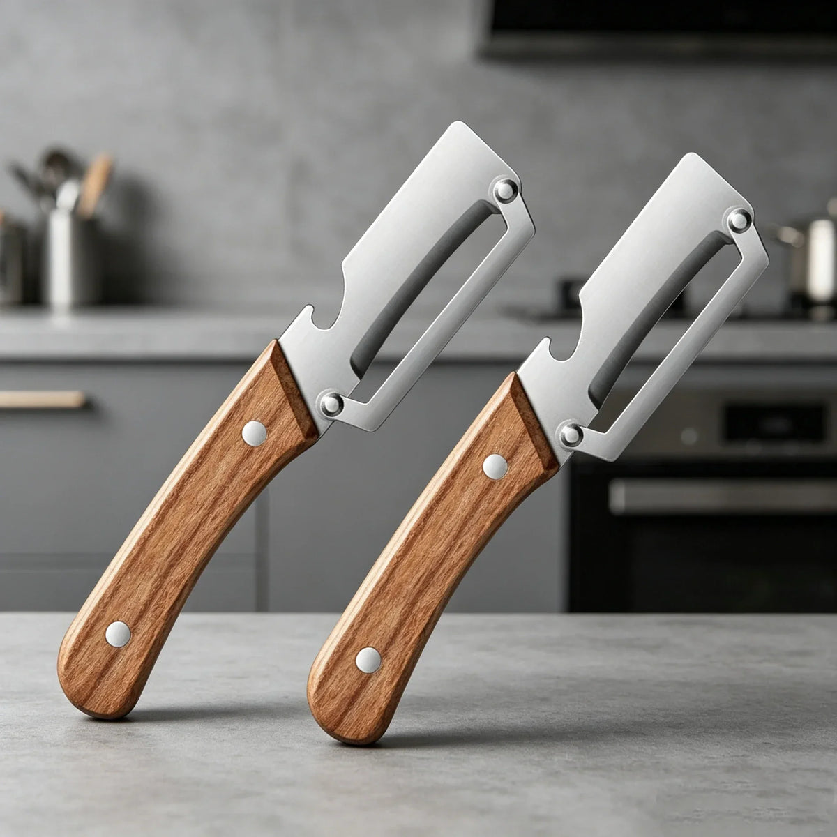 Stainless Steel Vegetable Peeler with Wooden Handle – Durable Fruit & Veg Slicer Tool for Smooth Peeling