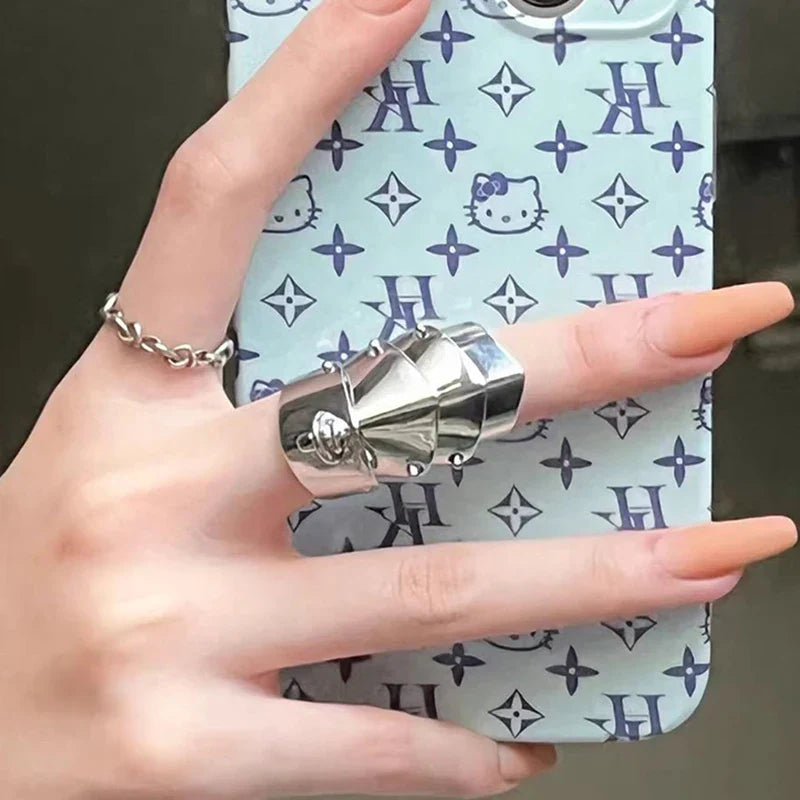 Anime Oosaki Nana Cosplay Metal Armor Ring - Rock Punk Style Movable Joint Rings, Unisex Fashion Jewelry Gift Accessories
