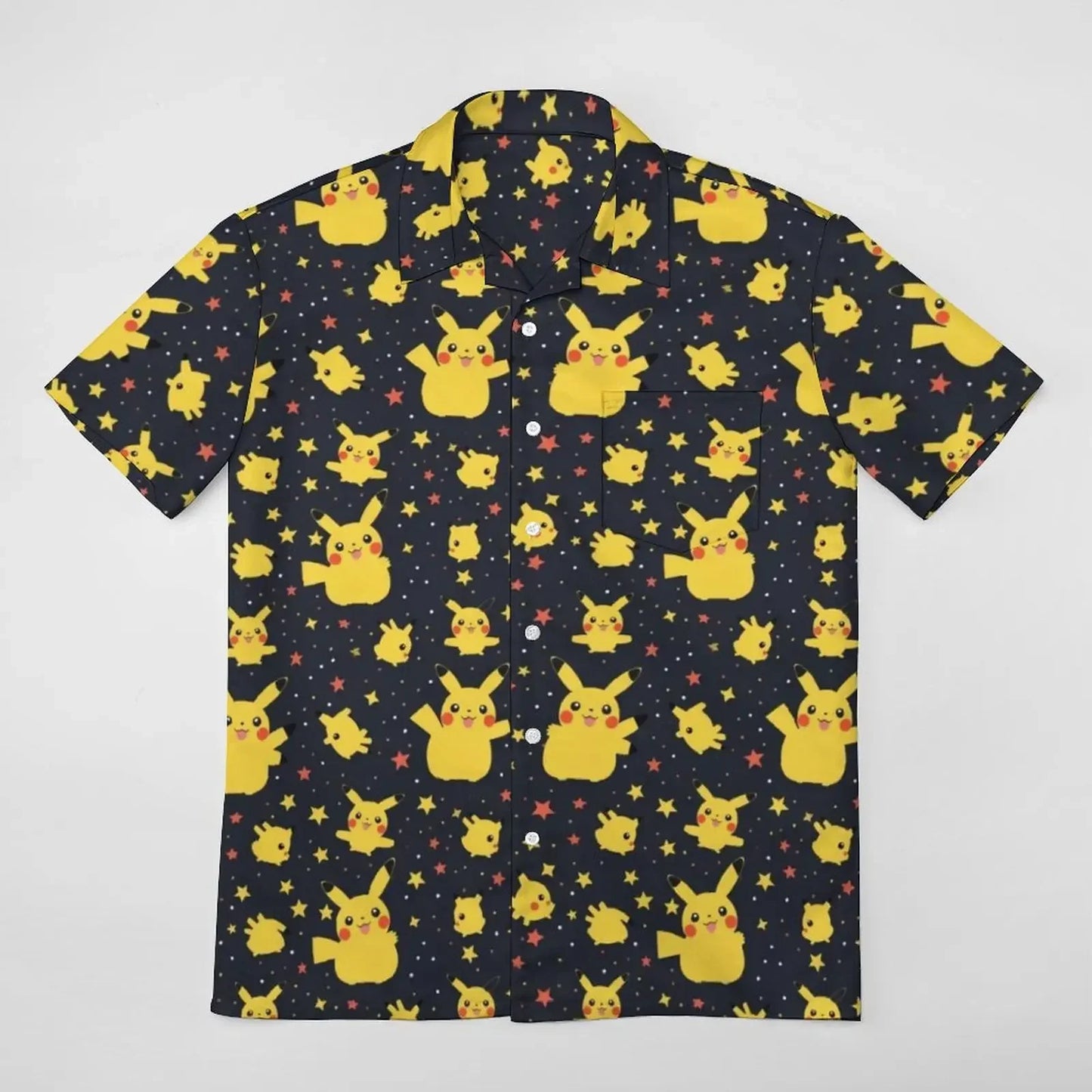 Summer Men's Short Sleeve Shirt – Cute Animal Print, Open Button Lapel, Comfortable Casual Top