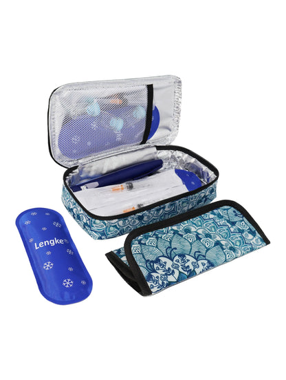 Large Portable Insulin Cooler Bag – Lightweight Boho Flower Print Travel & Outdoor Camping Medical Cooler