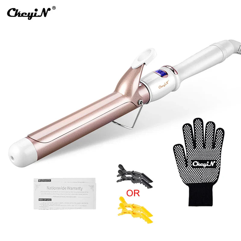 CkeyiN 32mm/38mm Electric Hair Curler – Professional Ceramic Curling Iron with Adjustable Temperature for Women
