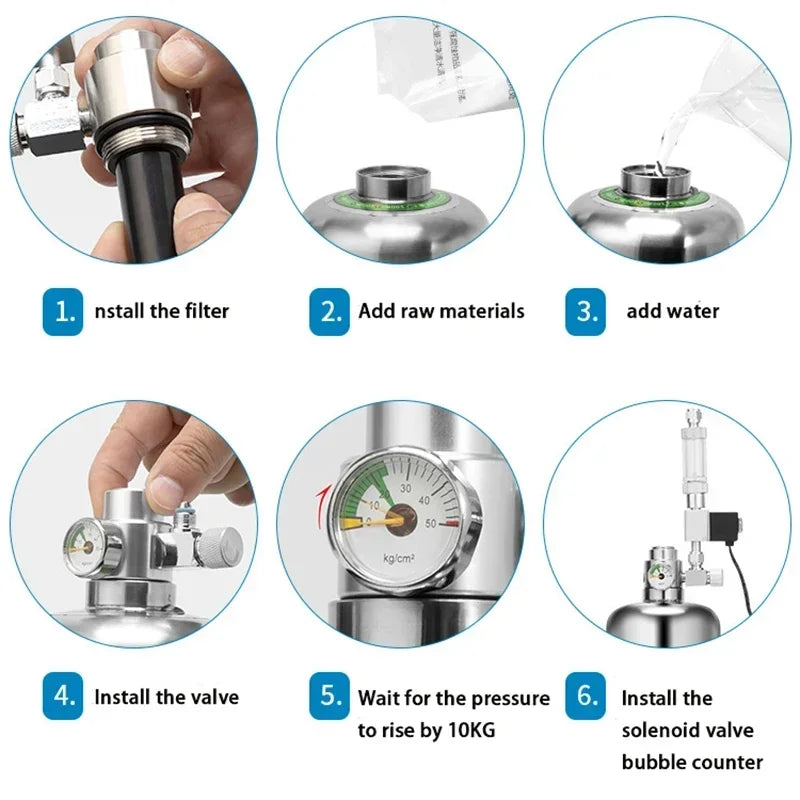 Stainless Steel Aquarium CO2 Generator Kit – Carbon Dioxide Reactor System for Planted Fish Tank Growth & Maintenance