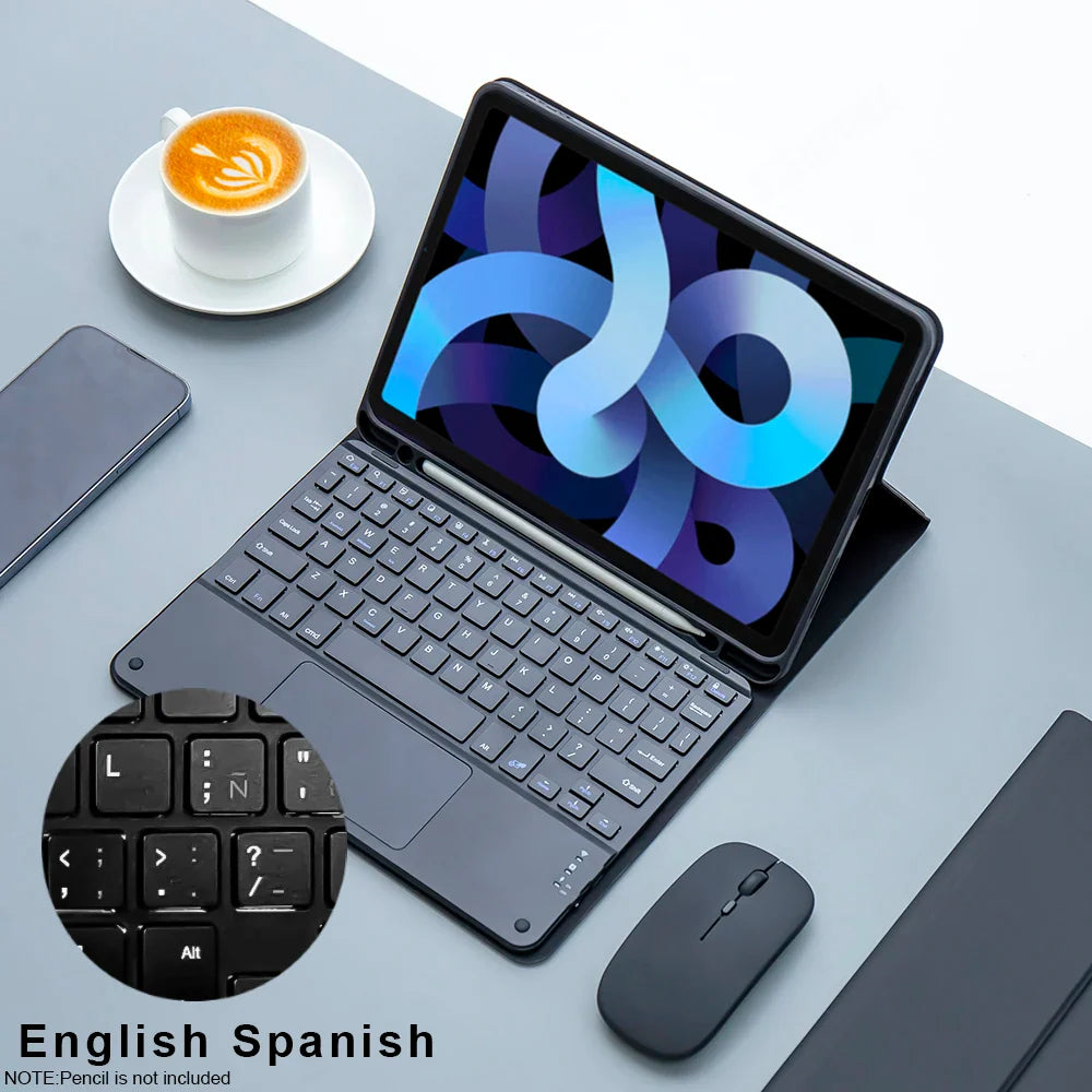 Magic Keyboard & Wireless Mouse Case for iPad — Compatible with iPad 9th Gen, 10.2-inch (7th/8th), iPad Pro 11 M4, Air M3, and Air 4/5 10th Gen