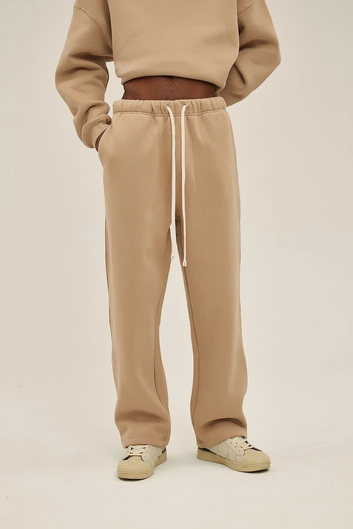 Straight-Lined Solid Color Cashmere Sweatpants – Soft Cozy Lounge Pants