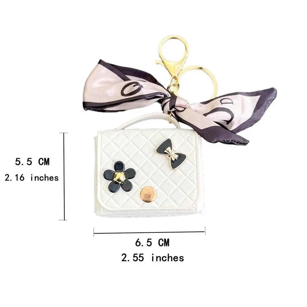 25cm Leather Earphone Storage Bag - Mini Keychain Pendant Bluetooth Headset Case Cover
