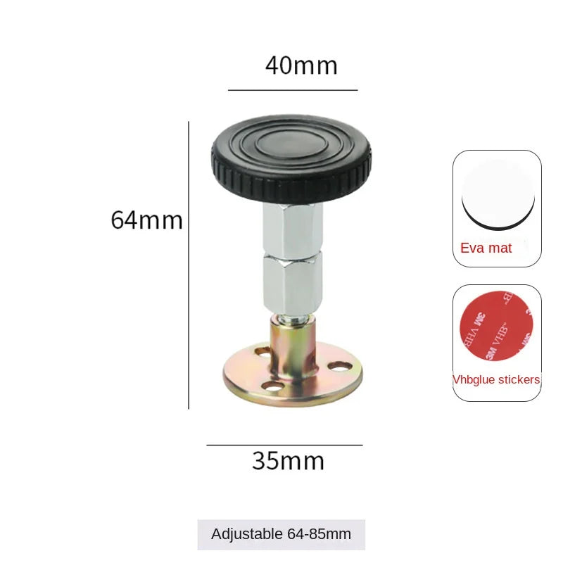 Adjustable Threaded Bed Shock Mount | Furniture & Cabinet Stabilizers | Self-Adhesive Headboard Stoppers